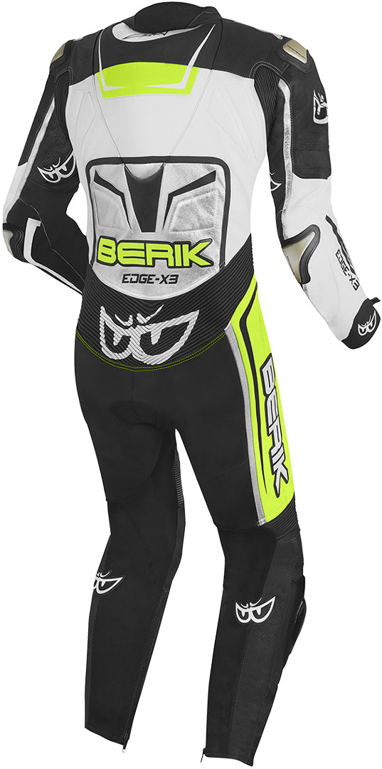Berik Cosmic One Piece Motorcycle Leather Suit#color_black-white-yellow
