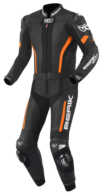 Berik Losail Two Piece Motorcycle Leather Suit#color_black-orange