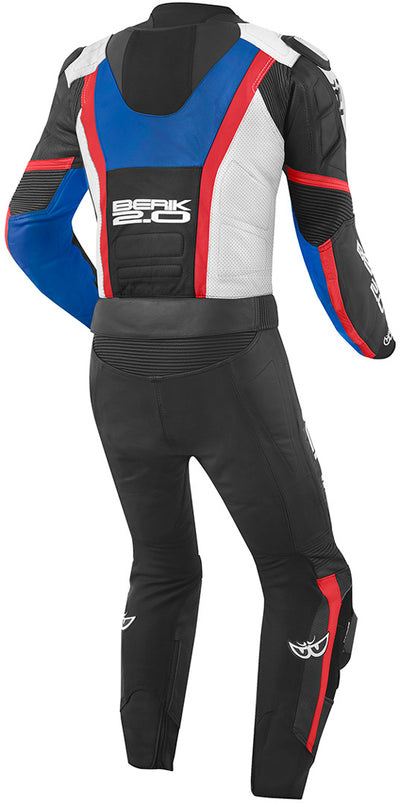 Berik Losail Two Piece Motorcycle Leather Suit#color_white-blue-red