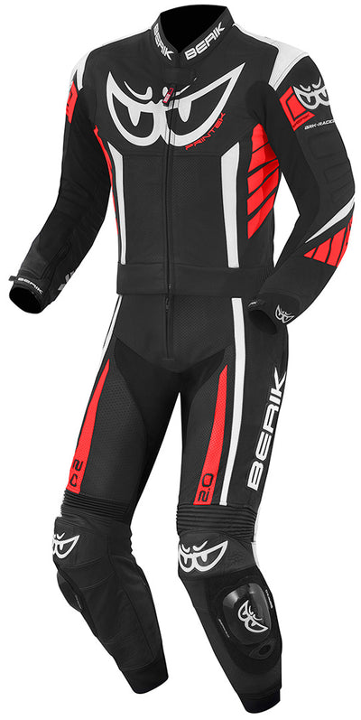 Berik Zakura Two Piece Motorcycle Leather Suit#color_black-white-red