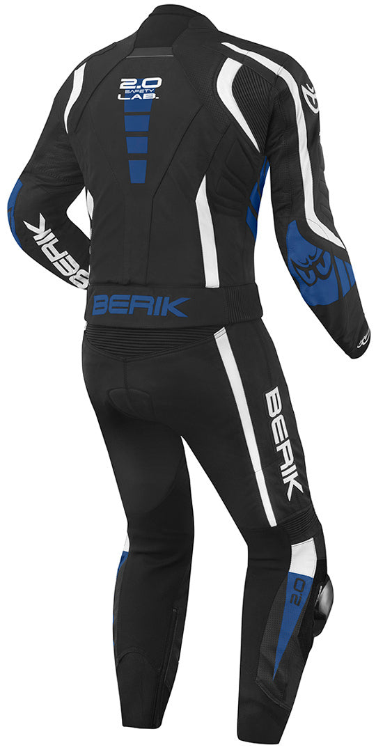 Berik Zakura Two Piece Motorcycle Leather Suit#color_black-white-blue