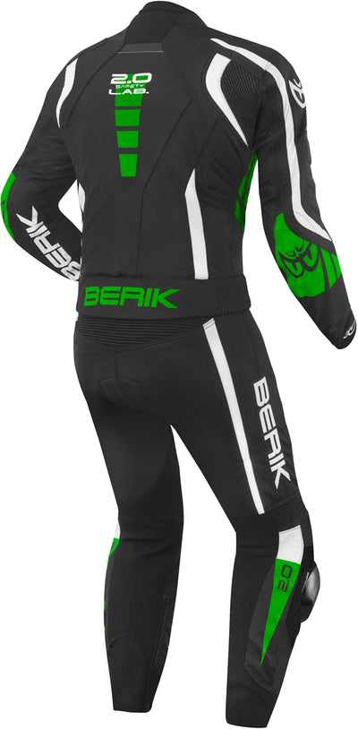 Berik Zakura Two Piece Motorcycle Leather Suit#color_black-white-green