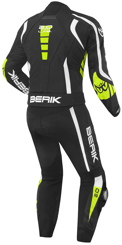 Berik Zakura Two Piece Motorcycle Leather Suit#color_black-white-yellow