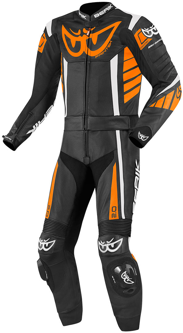 Berik Zakura Two Piece Motorcycle Leather Suit#color_black-white-orange