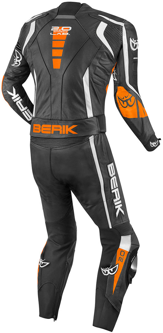 Berik Zakura Two Piece Motorcycle Leather Suit#color_black-white-orange