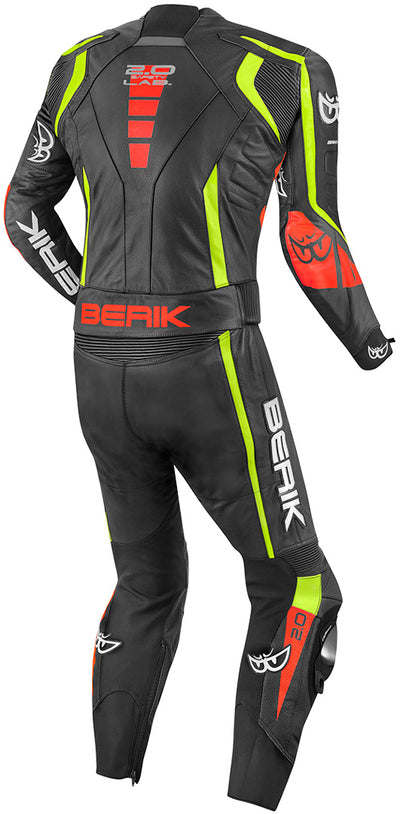 Berik Zakura Two Piece Motorcycle Leather Suit#color_black-red-yellow