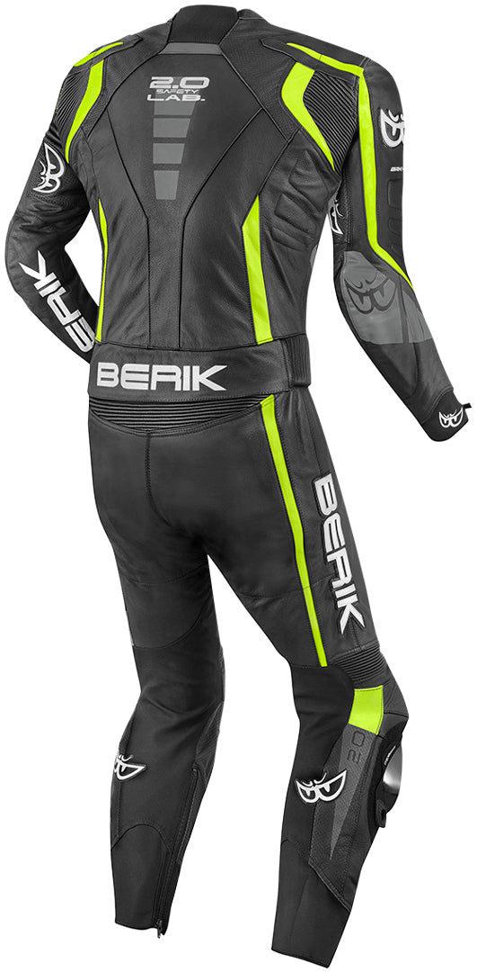 Berik Zakura Two Piece Motorcycle Leather Suit#color_black-grey-yellow
