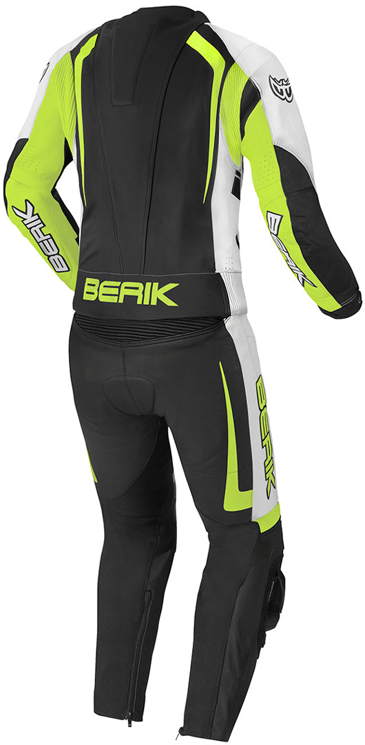 Berik Race-X Two Piece Motorcycle Leather Suit#color_black-white-yellow