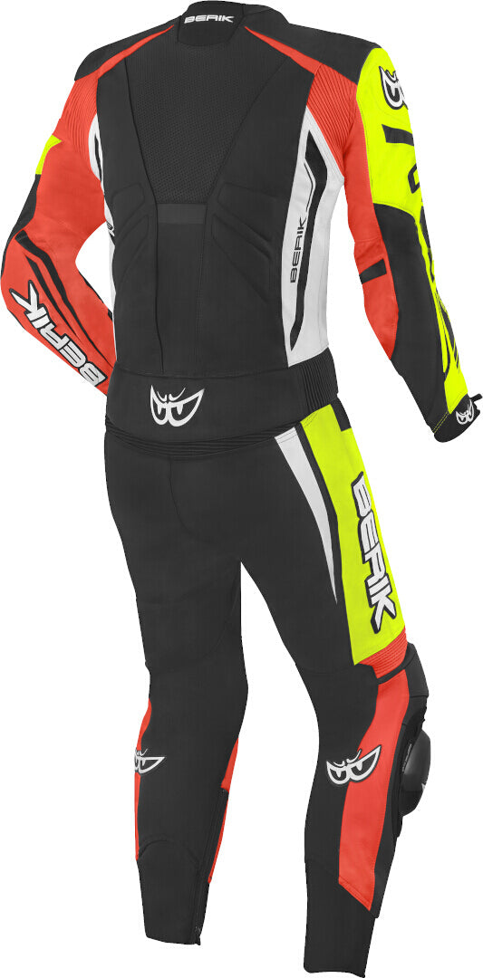 Berik Monza Two Piece Motorcycle Leather Suit#color_black-white-red-yellow