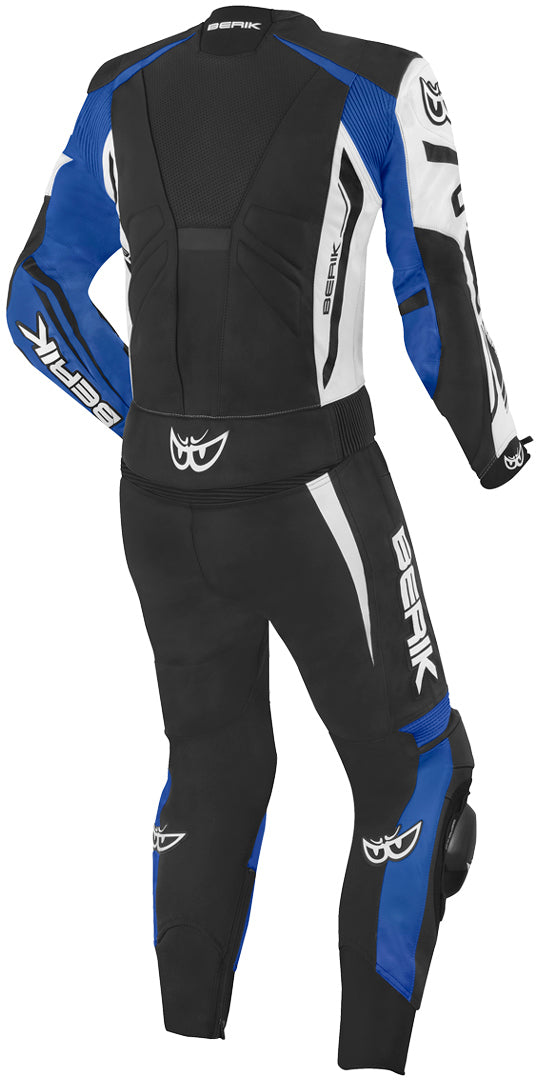 Berik Monza Two Piece Motorcycle Leather Suit#color_black-white-neon-blue