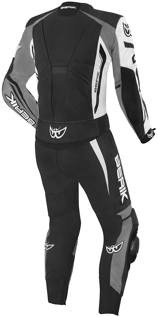 Berik Monza Two Piece Motorcycle Leather Suit#color_black-white-grey