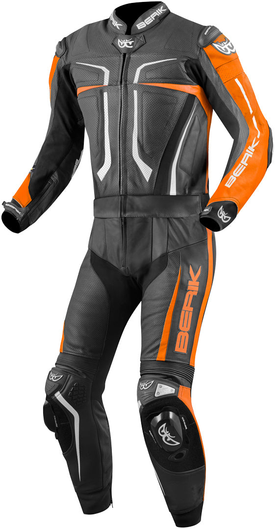 Berik Flumatic Evo Two Piece Motorcycle Leather Suit#color_black-white-orange