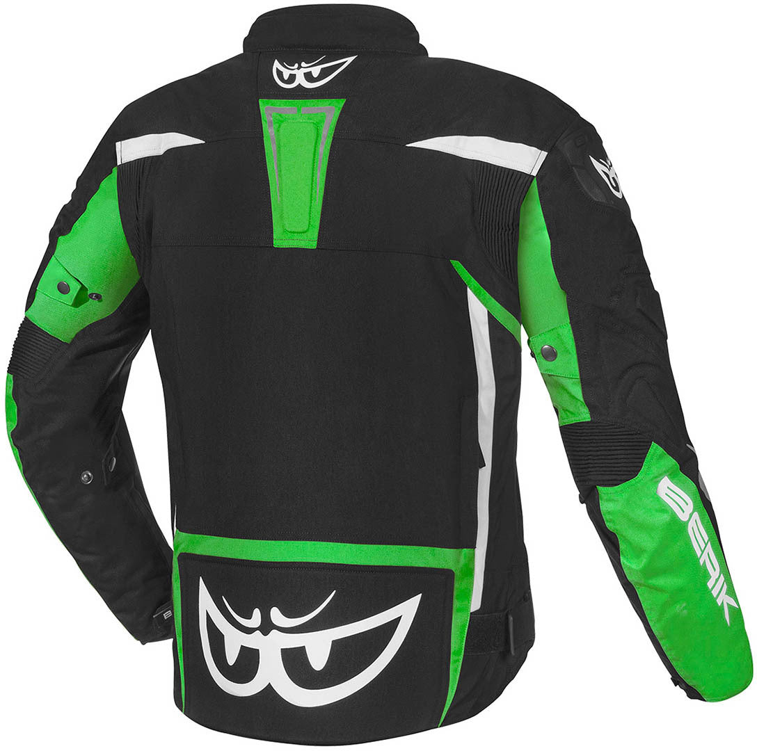 Berik Bad Eye Waterproof Motorcycle Textile Jacket#color_black-white-green