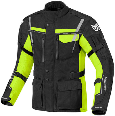 Berik Torino Waterproof Motorcycle Textile Jacket#color_black-neon