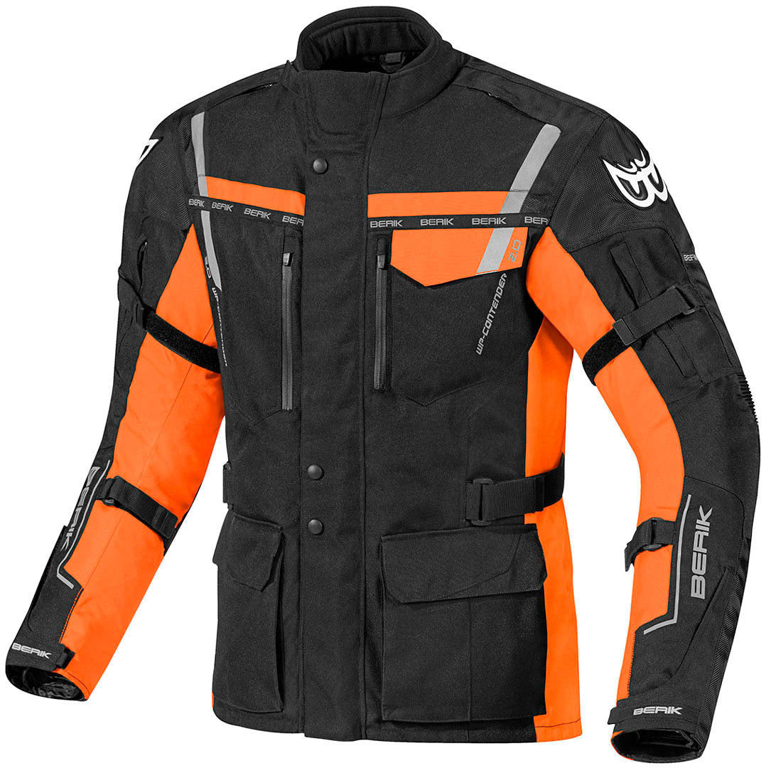 Berik Torino Waterproof Motorcycle Textile Jacket#color_black-orange