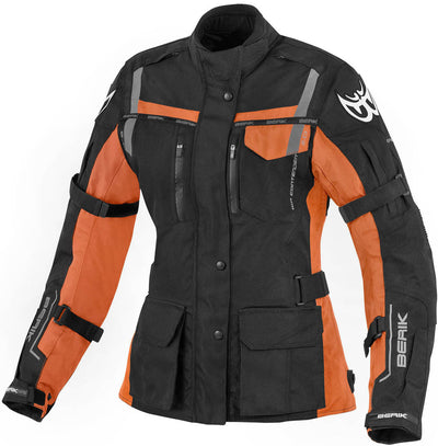 Berik Torino Waterproof Ladies Motorcycle Textile Jacket#color_black-orange