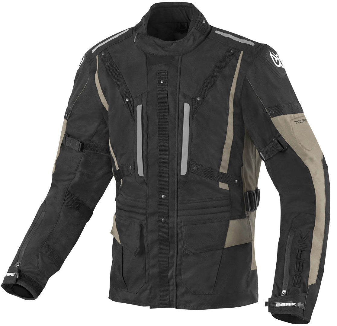 Berik Spencer Waterproof Motorcycle Textile Jacket#color_black-beige