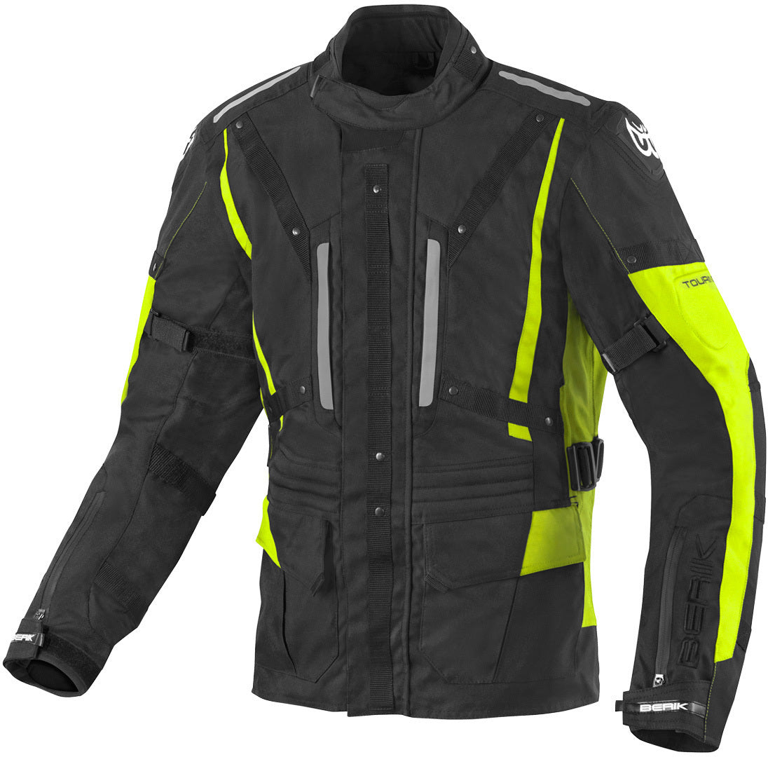 Berik Spencer Waterproof Motorcycle Textile Jacket#color_black-yellow