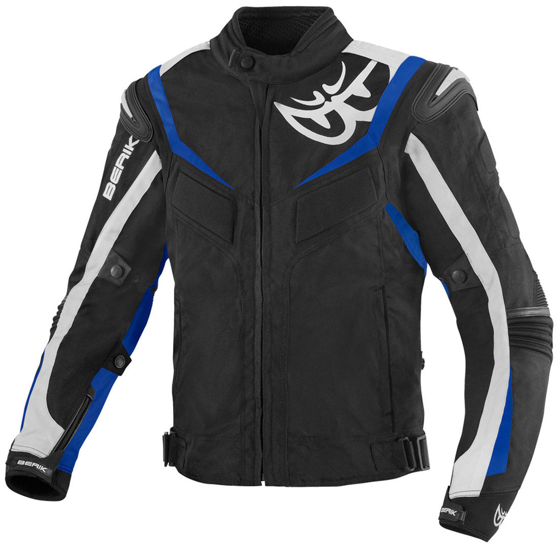 Berik Endurance Waterproof Motorcycle Textile Jacket#color_black-white-blue