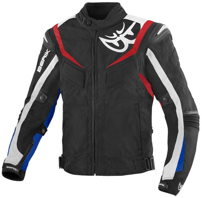 Berik Endurance Waterproof Motorcycle Textile Jacket#color_black-white-red-blue