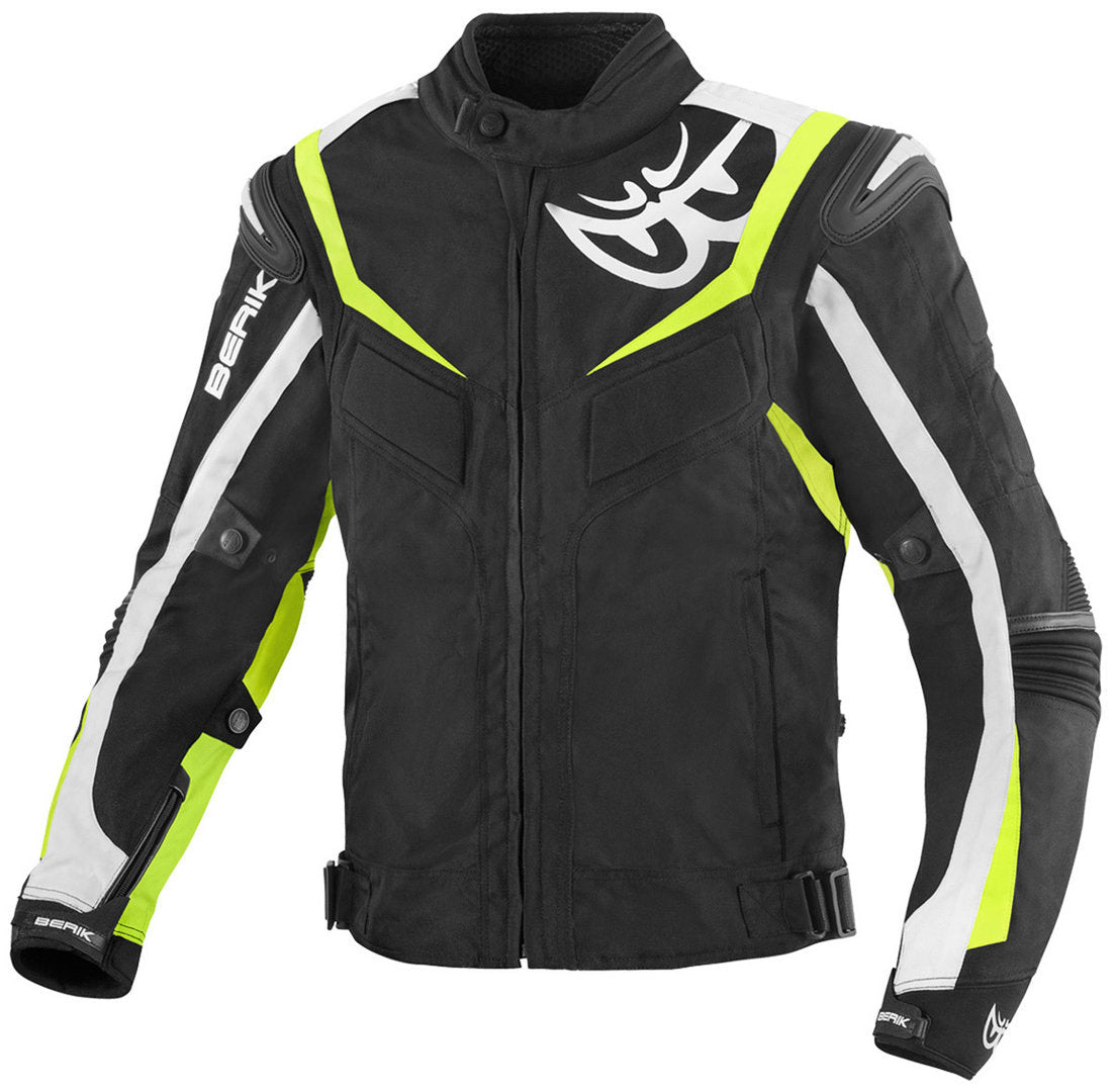 Berik Endurance Waterproof Motorcycle Textile Jacket#color_black-white-yellow