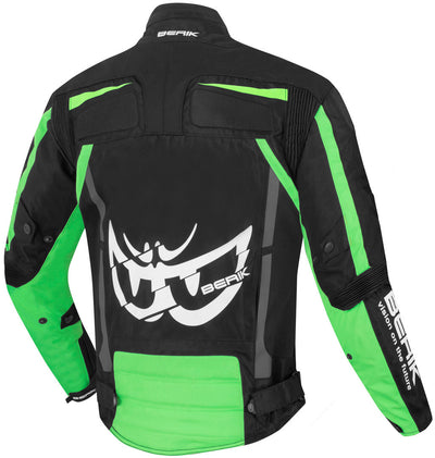 Berik Radic Evo Waterproof Motorcycle Textile Jacket#color_black-white-green