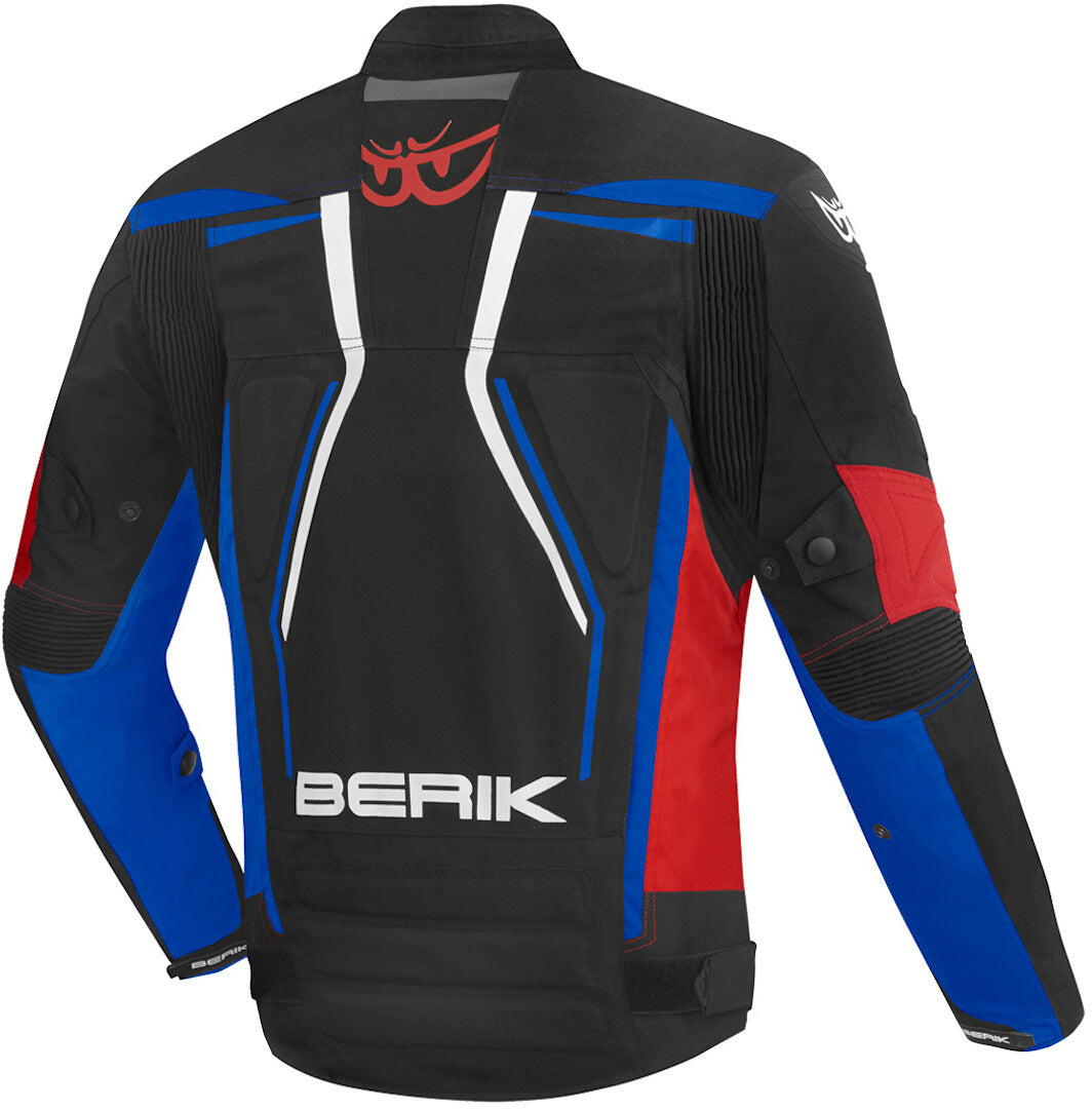 Berik Radic Evo Plus Waterproof Motorcycle Textile Jacket#color_black-white-blue-red