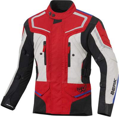 Berik Rallye Waterproof Motorcycle Textile Jacket#color_black-beige-red-blue