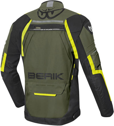 Berik Rallye Waterproof Motorcycle Textile Jacket#color_olivegreen-black