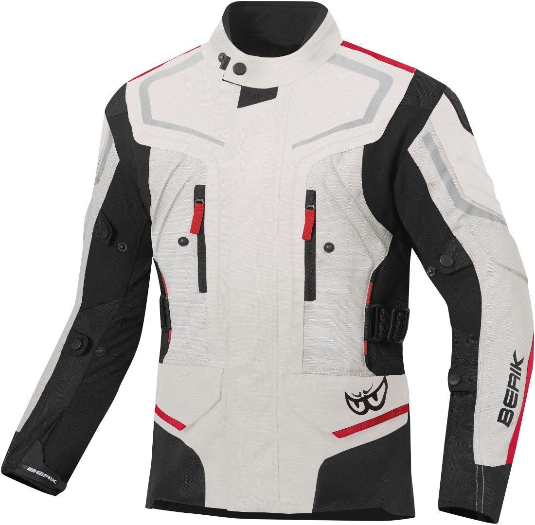 Berik Rallye waterproof Motorcycle Textile Jacket#color_black-beige-red