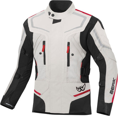 Berik Rallye waterproof Motorcycle Textile Jacket#color_black-beige-red