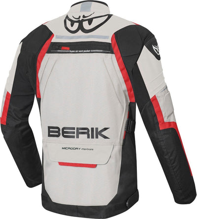 Berik Rallye Waterproof Motorcycle Textile Jacket#color_black-beige-red