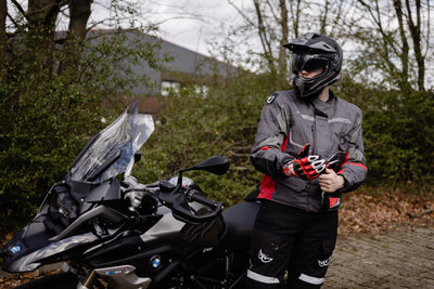 Berik Tourer Waterproof Motorcycle Textile Jacket#color_grey-red