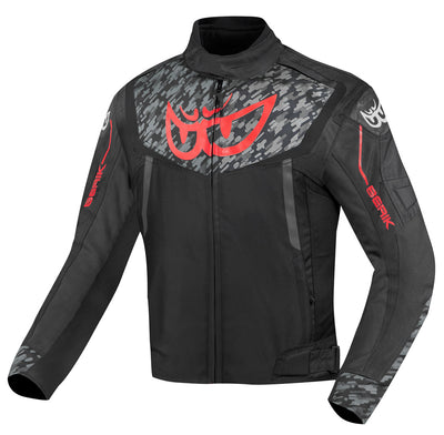 Berik Camo Street Waterproof Motorcycle Textile Jacket#color_black-red