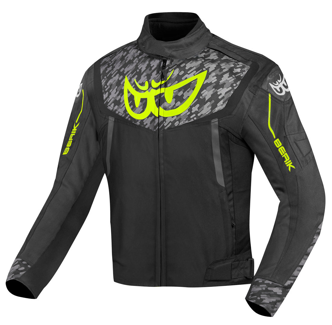 Berik Camo Street Waterproof Motorcycle Textile Jacket#color_black-yellow