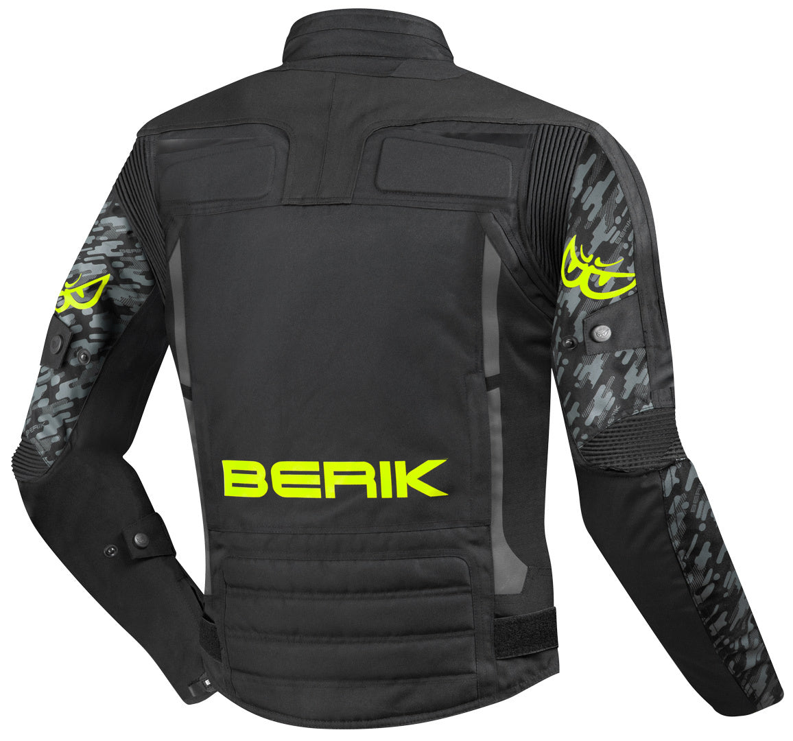 Berik Camo Street Waterproof Motorcycle Textile Jacket#color_black-yellow