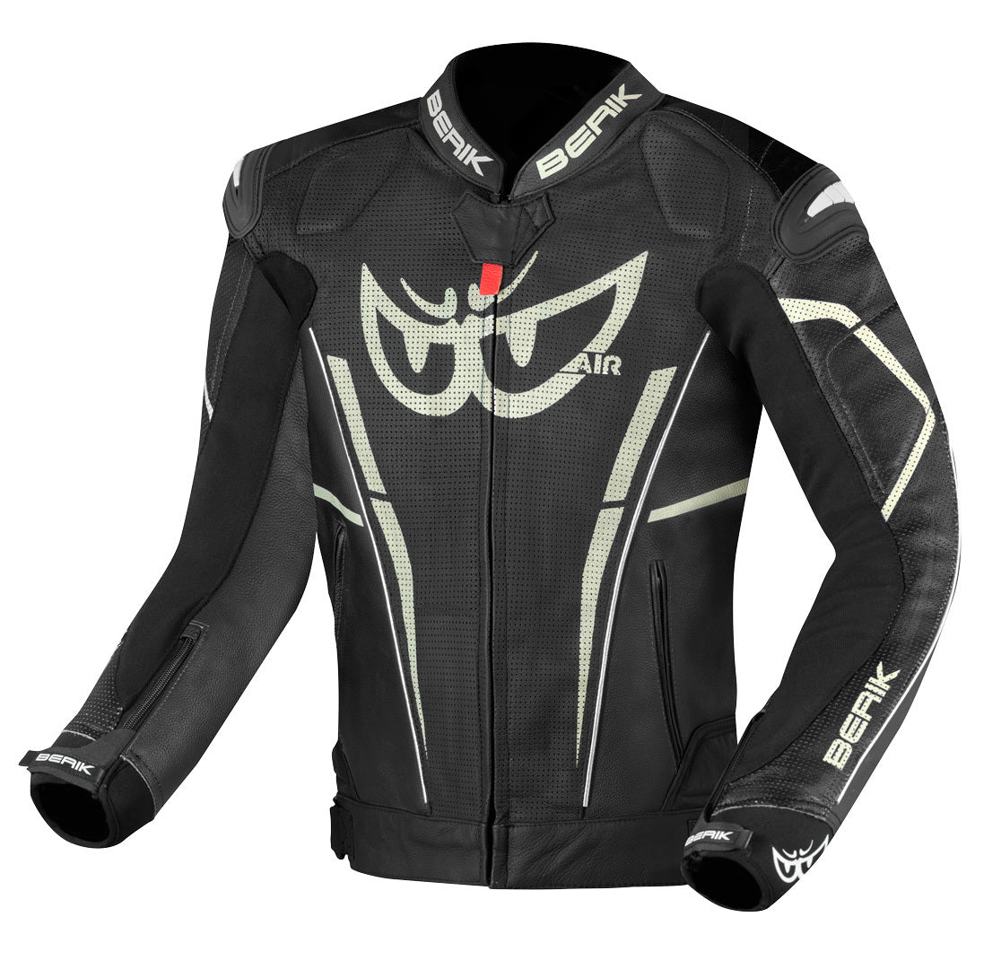 Berik Street Pro Evo Motorcycle Leather Jacket#color_black-white