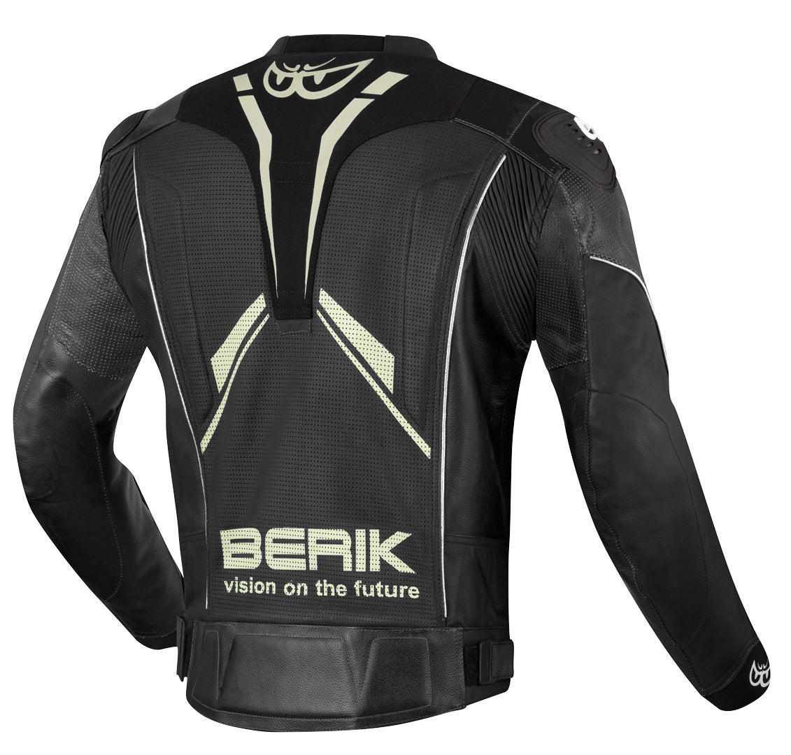 Berik Street Pro Evo Motorcycle Leather Jacket#color_black-white