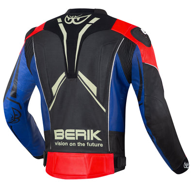 Berik Street Pro Evo Motorcycle Leather Jacket#color_black-red-blue