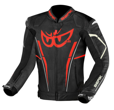 Berik Street Pro Evo Motorcycle Leather Jacket#color_black-red