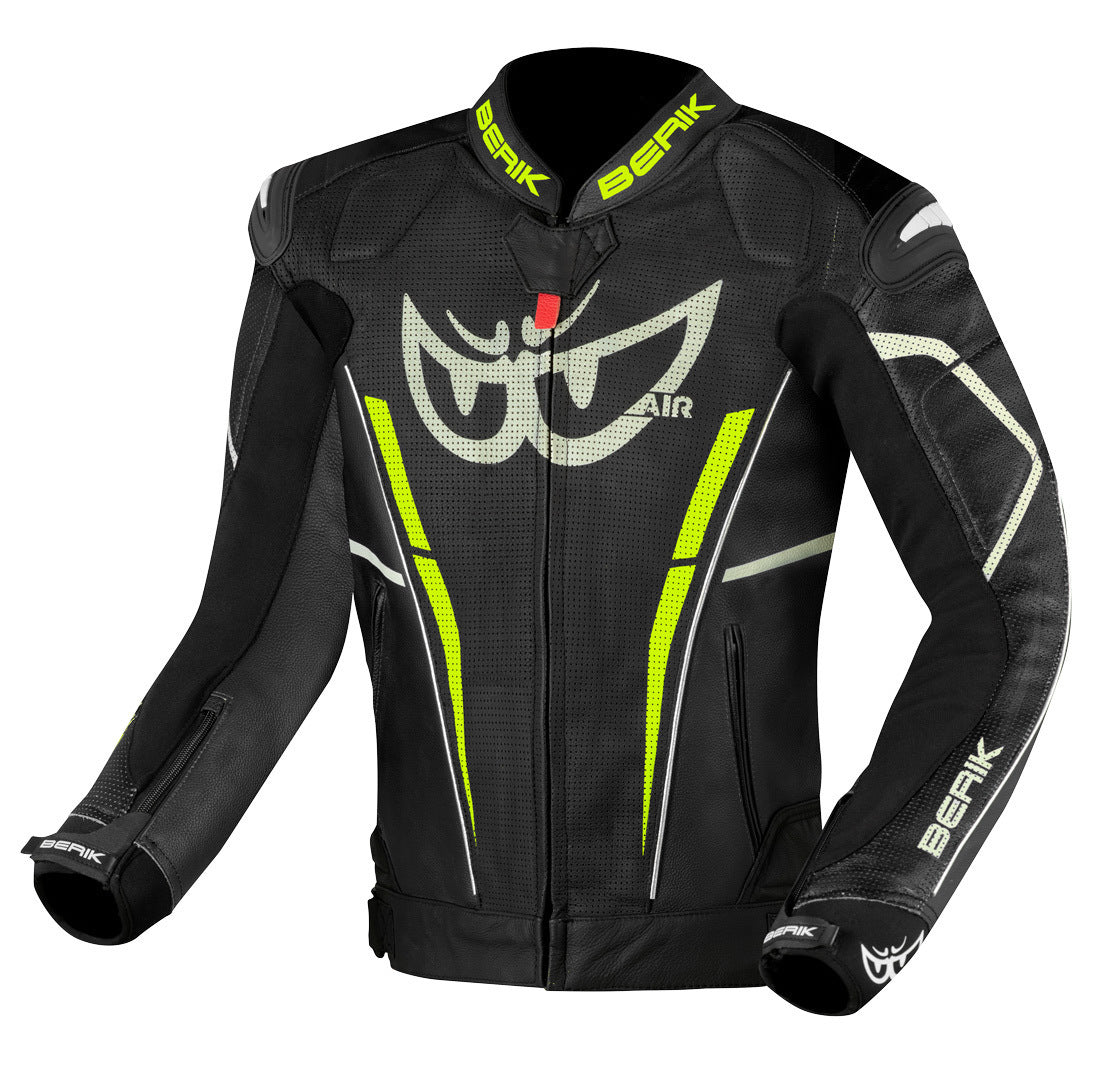 Berik Street Pro Evo Motorcycle Leather Jacket#color_black-grey-yellow