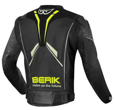 Berik Street Pro Evo Motorcycle Leather Jacket#color_black-grey-yellow