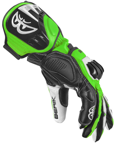 Berik Track Plus Motorcycle Gloves#color_black-white-green