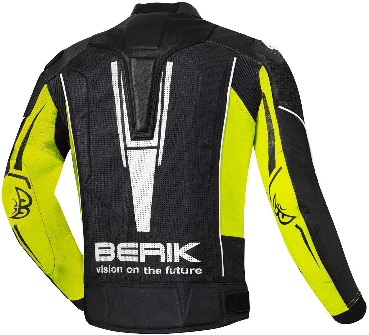 Berik Street Motorcycle Leather Jacket#color_black-yellow