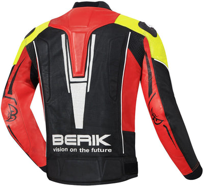 Berik Street Motorcycle Leather Jacket#color_black-red-yellow